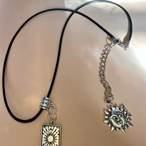 Tarot Sun Card Pendant Necklace with Sun Charm to Dangle Down Back of Neck - Picture 5 of 9